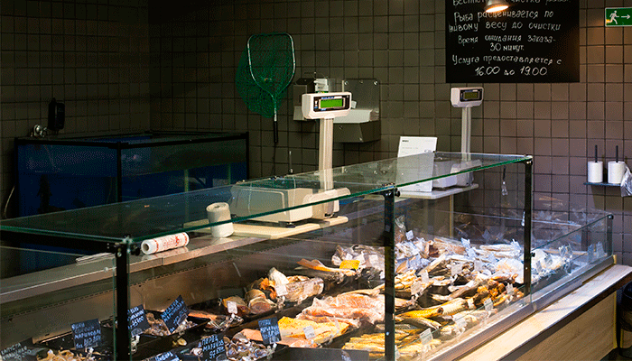 Освещение рыбного отдела в магазине Освещение рыбного отдела в магазине